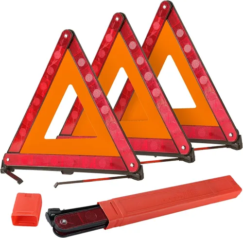 DASBET Triángulos de advertencia de emergencia | Triángulo de seguridad en carretera, paquete de 3 triángulos reflectantes plegables de advertencia
