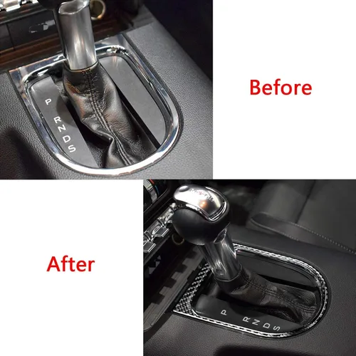 Miniatura 6 de Xotic Tech - Cubierta para panel de cambio de marchas, fibra de carbono suave auténtica, compatible con Ford Mustang 2015-2023 Negro carbón