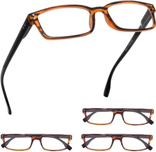 Miniatura 9 de GUD 4 pares de anteojos de lectura de estilo clásico, cómodos anteojos para lectura para mujeres y hombres (2 negros + 2 DEMI, 0.50)