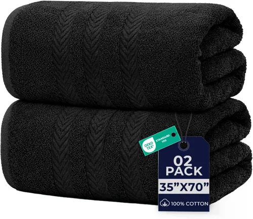 Miniatura 25 de DAN RIVER Paquete de 2 sábanas de baño de lujo 35x70, 600 g/m², toallas de 100% algodón hilado en anillo suaves y de secado rápido, ideales