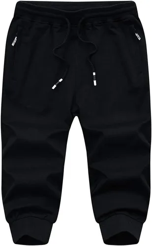 Miniatura 3 de MAGNIVIT Pantalones capri 34 para hombre, pantalones cortos de entrenamiento para gimnasio, debajo de la rodilla, bolsillos con cremallera