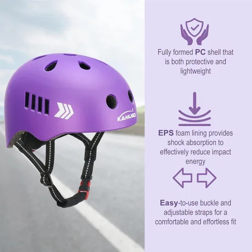 Miniatura 3 de KAMUGO - Juego de cascos de bicicleta para niños, casco ajustable para niños de 2 a 8 años, niños y niñas, con equipo de protección deportiva