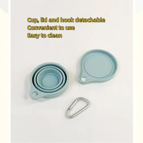 Miniatura 3 de Taza de agua de silicona plegable reutilizable, taza portátil de picnic para aperitivos, taza de viaje extensible de tamaño bolsillo, tazas Azul