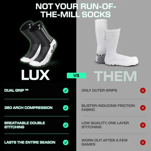 Miniatura 6 de LUX Sports Calcetines de Doble Agarre - Calcetines de Agarre para Fútbol para Hombres y Mujeres. Rendimiento y Comodidad GripArray