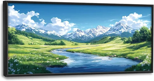 Miniatura 24 de Cuadros Grandes Enmarcados Arte de Pared para Sala de Estar, Lobos del Bosque Decoración de Pared de Gran Tamaño Lobo Animal Impresión en Lienzo