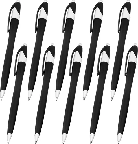 DISCOUNT PROMOS Juego de 10 bolígrafos de oficina de plástico de dos tonos, paquete a granel, tinta negra, ideal para oficina, escuela, negocios,