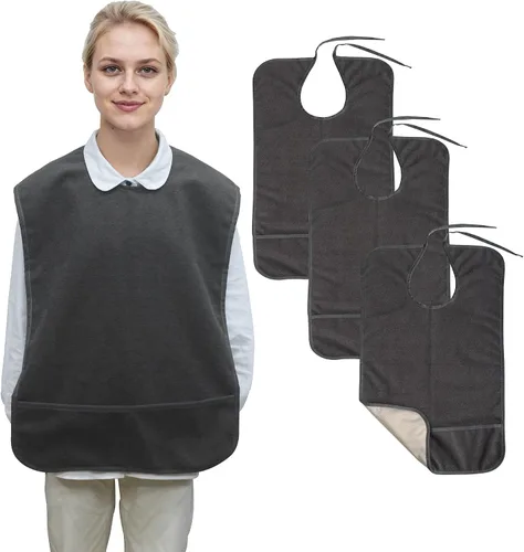 Miniatura 11 de Babero antideslizante para adultos para comer, baberos grandes impermeables para adultos, para mujeres mayores, hombres, lavables
