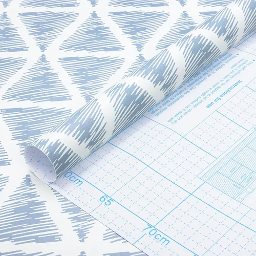 Miniatura 8 de Guvana Papel tapiz geométrico azul y blanco para despegar y pegar, 16.14 x 197 pulgadas, moderno, autoadhesivo, impermeable, papel de contacto