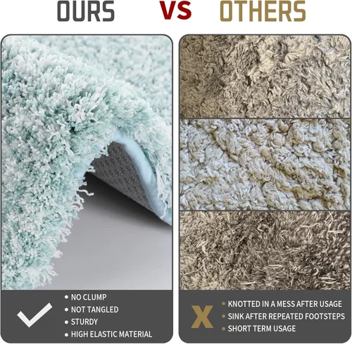 Miniatura 12 de Yimobra Alfombra de baño de felpa esponjosa, súper lanuda suave, cómoda, antideslizante, absorbente de agua, alfombra de baño de microfibra que se