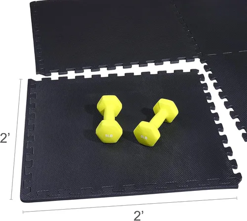 Miniatura 8 de BalanceFrom Tapete de ejercicio tipo rompecabezas con baldosas entrelazadas de espuma EVA para MMA – Ejercicio – Una pulgada de grosor, 24 pies