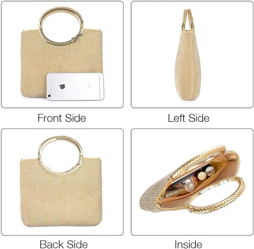 Miniatura 4 de LIFEWISH Bolsos de noche con diamantes de imitación de cristal para mujer bolsos de mano brillantes para graduación cóctel fiesta boda