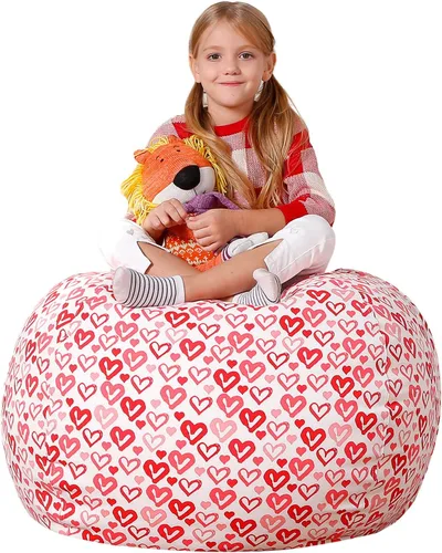 Miniatura 10 de Aubliss Puf de Almacenamiento de Animales de Peluche, Silla Puf de Unicornio, Stuff 'n Sit para Niños, Mediano 32" - Lona Unicornio Azul Azul
