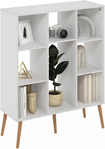 Miniatura 25 de Furinno Fulda Estantería de Libros, Estantería Estrecha de 2 Niveles, Librero con Estante de Almacenamiento de 6 Pulgadas de Ancho, 9.3 x 5.9 x 21.2