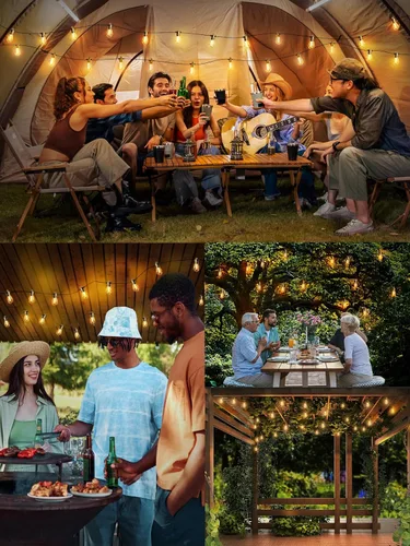 Miniatura 4 de Svater Guirnalda de luces para exteriores de 200 pies, luces de patio para exteriores con bombillas LED inastillables, impermeable, IP65, luz