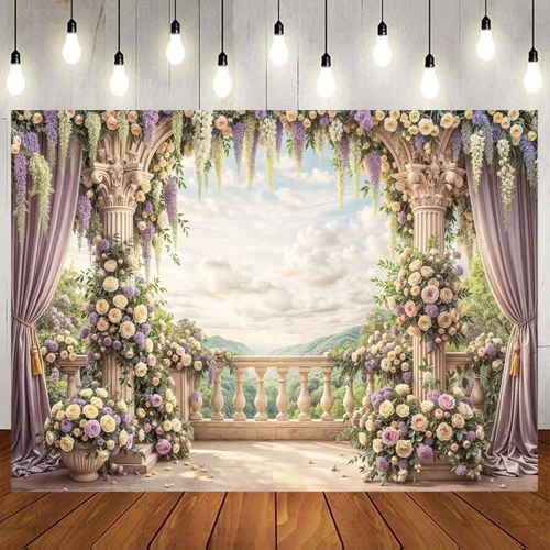 Miniatura 13 de Telón de fondo de flores de primavera de 5 x 3 pies para sesión de fotos de flores rosas y flores, decoración de fiesta de té, telón de fondo