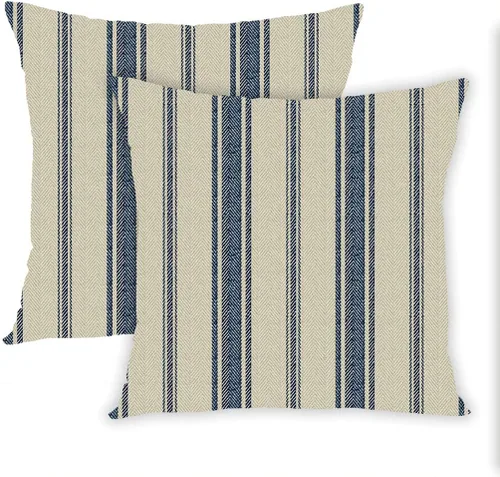 Miniatura 8 de Skully Caliente lumbar azul marino amarillo y gris rayas cremallera oculta hogar decorativo rectángulo tiro almohada funda cojín funda de almohada