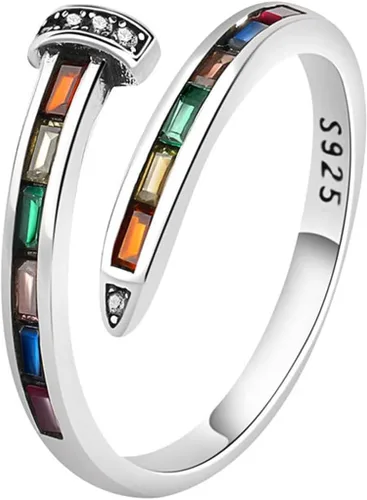 Miniatura 14 de Anillo de plata 925, anillos de plata ajustables para mujer, anillos de pulgar abiertos, anillos de circonio, anillos ajustables, anillos abiertos