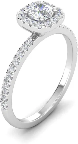 Miniatura 2 de 12Ctw halo anillo de compromiso de diamantes en oro blanco de 10k