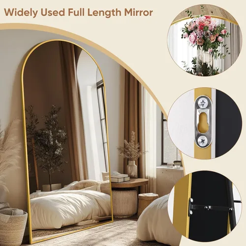 Miniatura 5 de Espejo de longitud completa, espejo arqueado grande de 76"x34", espejos de pie grandes, espejos altos para cuerpo, espejo de piso para dormitorio