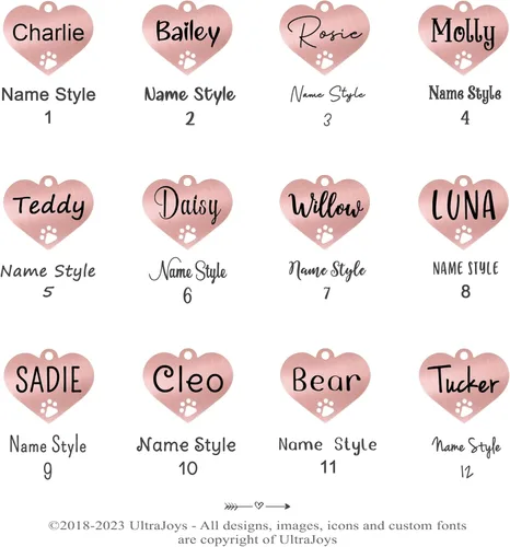 Miniatura 5 de Ultra Joys Placas de Identificación para Perros Personalizadas para Mascotas - Placa de ID Personalizada con Pata Hueca - Placa Grabada para Perros