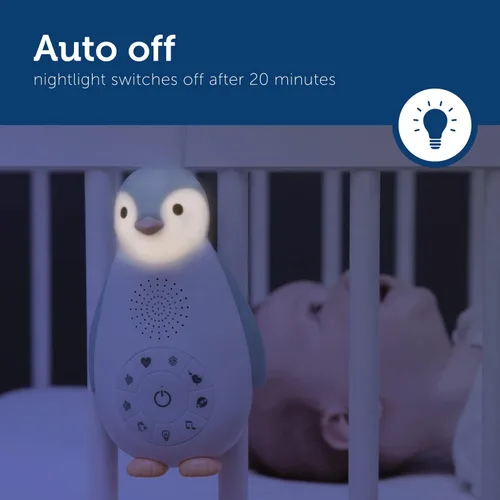 Miniatura 4 de ZazuKids - Máquina de sonido portátil y luz nocturna, chupete de sonido azul con altavoz Bluetooth, diseño de pingüino Zoe, para bebés y niños