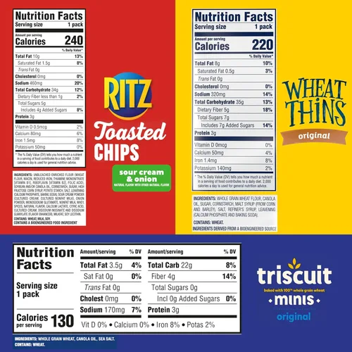 Miniatura 2 de Paquete Variado de Galletas Nabisco, Chips Tostados RITZ, Bocadillos Wheat Thins de Galletas de Trigo Integral de Grano Entero y Galletas Veganas