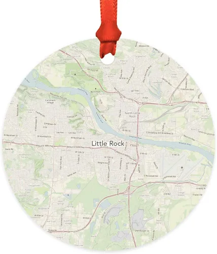 Miniatura 29 de Andaz Press Mapa de la ciudad de Estados Unidos redondo de madera natural MDF ornamento de Navidad, Akron, Ohio Vintage Mapa, 1 paquete, larga