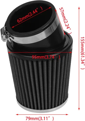 Miniatura 5 de YOXUFA 62mm Adaptador de Filtro de Aire de Bicicleta Mini Etapa 1 para Predator 301cc 420cc GX340 GX390 11 13Hp Motor Clon Go Kart Carritos de Golf