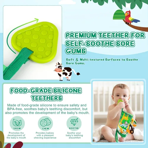 Miniatura 5 de BBWOO Libro Blandito para Bebé - Juguete para Bebé - Regalo de Ducha para Niños Recién Nacidos Niñas - Juguete para Tiempo de Barriga para Lactantes