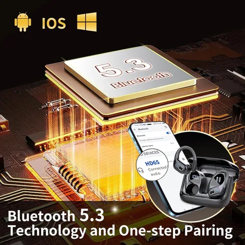 Miniatura 6 de Auriculares inalámbricos Bluetooth 5.4 de 75 horas para deporte, auriculares Bluetooth 2025 estéreo con graves profundos sobre la oreja con ganchos