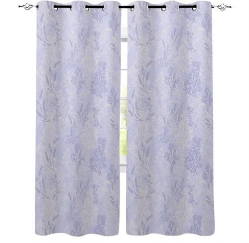 Miniatura 10 de Cortinas opacas con diseño floral morado de 39 pulgadas de largo, cortinas con aislamiento térmico para dormitorio, sala de estar, 2 paneles de 55 x