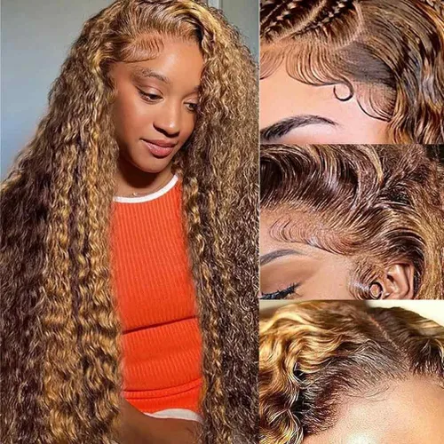 Miniatura 29 de Peluca de encaje frontal de 30 pulgadas, cabello humano prearrancado de densidad 180, peluca de encaje frontal brasileña con cabello húmedo y Encaje