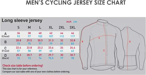 Miniatura 6 de Camiseta de ciclismo de manga larga para hombre con cremallera completa y 3 bolsillos traseros, Multi, S