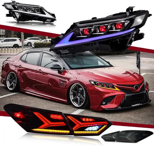 T T-ABC Faros delanteros y luces traseras para Toyota Camry Faro y Luz Trasera 2018-2024 LE XLE SE XSE TRD Faro 6 Lente 8ª Generación Accesorios