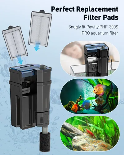 Miniatura 7 de Pawfly Paquete de 4 cartuchos de filtro para filtro de acuario PHF-300S PRO para colgar en la parte posterior, almohadilla de filtro para tanque