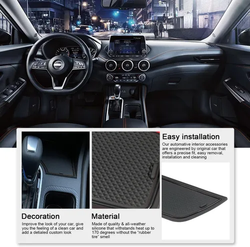Miniatura 3 de para Nissan Sentra Accesorios 2025 2024 2023 2022 2021 2020 Insertos Personalizados para Portavasos Forros de Consola Central Bolsillos de Puertas
