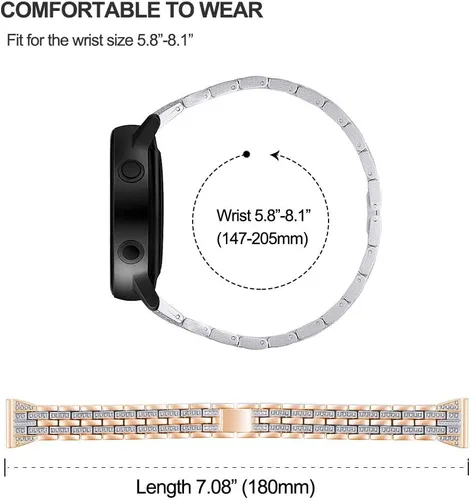 Miniatura 6 de Correa compatible con Samsung Galaxy Watch 6/6 Classic/Galaxy Watch 5/5 Pro / 4/4 Classic/Active 2, correa de repuesto de metal de acero con Oro