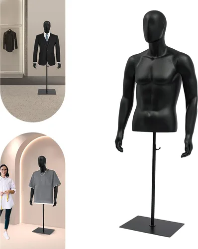 Miniatura 7 de Soporte de exhibición de vestido masculino, forma de vestido masculino de metal, cuerpo troso maniquí, maniquí de ropa de altura ajustable