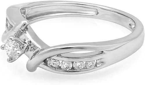 Miniatura 2 de Dazzlingrock Collection Anillo de compromiso de oro de 10 quilates con diamante redondo de 0,26 quilates (quilates)