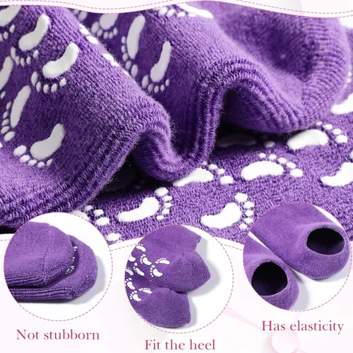 Miniatura 4 de 8 pares de calcetines de gel hidratante para talón seco agrietado, calcetines hidratantes de gel de spa, cuidado de pies, antideslizantes, loción