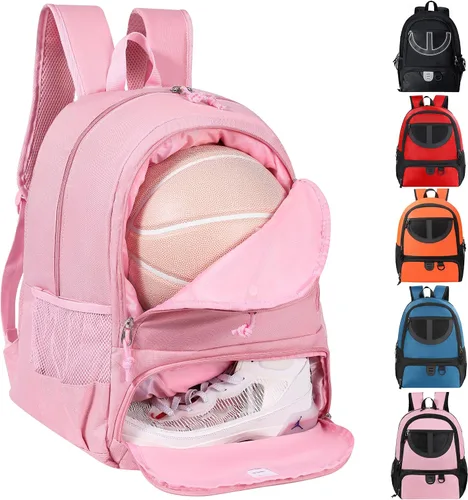 Miniatura 18 de Mochila de baloncesto para hombres y mujeres con compartimento para pelota y zapatos, capacidad de 30L, ligera y transpirable, mochila de fútbol