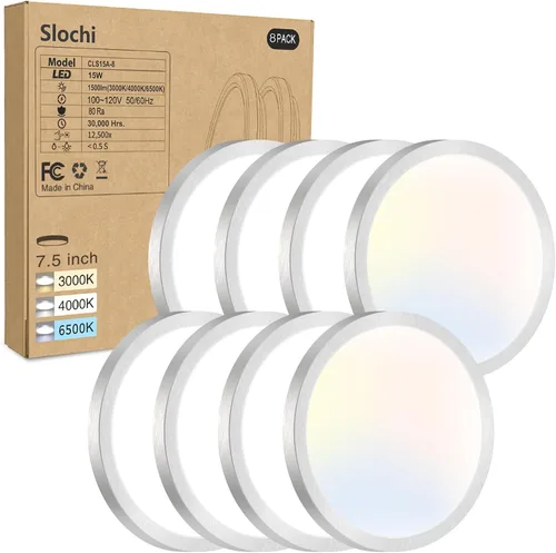 Miniatura 16 de Paquete de 2 lámparas LED de techo empotradas, 3000K-4000K-6500K y equivalente a 100W, lámpara de techo empotrada moderna para cocina de 15W