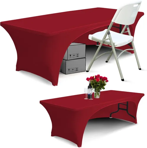 Miniatura 13 de ABCCANOPY - Mantel elástico de 1,2 m para mesa, ajustado, con parte trasera abierta, lavable, salvamanteles para mesas rectangulares, color negro