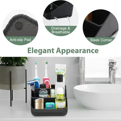 Miniatura 5 de Chintu Portacepillos de dientes para baño, organizador de encimera de baño, soporte eléctrico para cepillado de dientes, 6 ranuras para organización