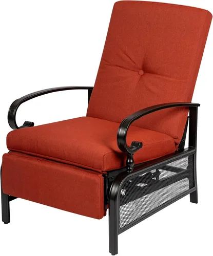 Miniatura 10 de Oakcloud Sillón Ajustable para Exteriores Silla Reclinable Relajante de Metal para Patio con Cojines Extraíbles (Azul Pavo Real)