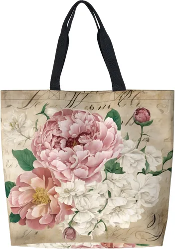 Miniatura 35 de Famame Canvas Tote Bag Large Women Casual Shoulder Bag Handbag Reusable Multipurpose Shopping Grocery Bag