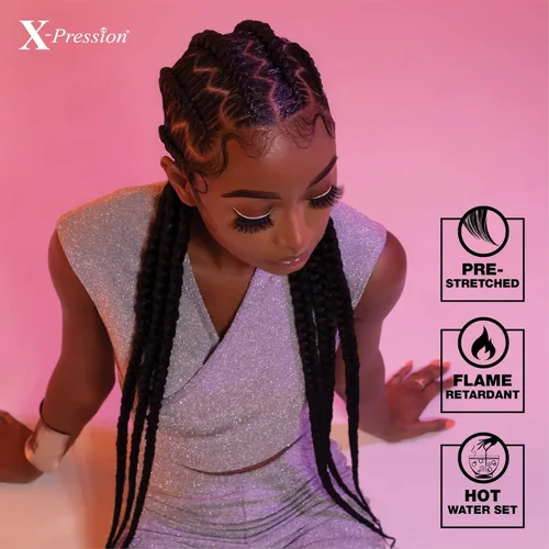 Miniatura 7 de Sensationnel X-Pression - Trenza de cabello preestirada para trenzado - 2 trenzas de 48 pulgadas, toda de kanekalon ignífugo sintético para trenzas