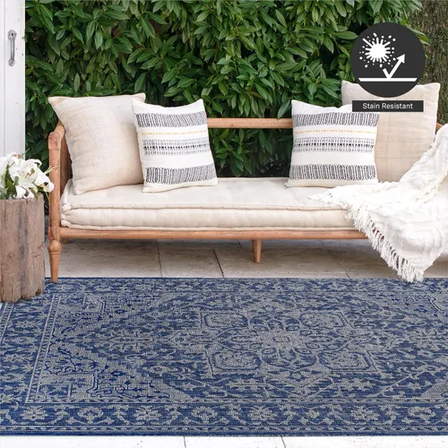 Miniatura 7 de FH Home Alfombra plana tejida para exteriores, impermeable, fácil de limpiar, resistente a las manchas, hilo de polipropileno de alta calidad, Amol