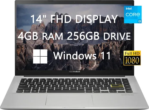 ASUS - Portátil Vivobook, pantalla FHD de 14", procesador Intel 10ª generación i3-1005g1, X413JA- 211.VBWB, 4GB RAM, 256GB (128GB SSD+tarjeta de
