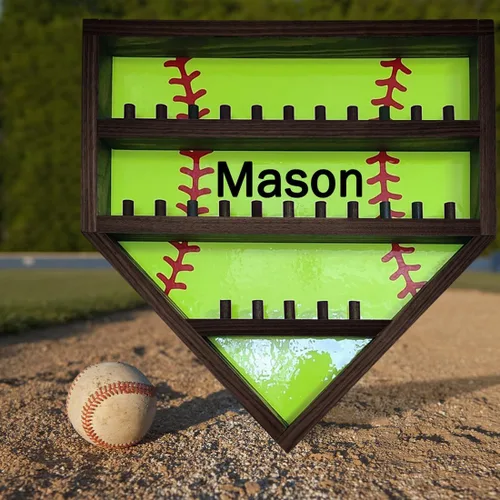 Miniatura 5 de Vitrina de béisbol personalizada con soporte de madera para pelotas de béisbol con nombre personalizado, vitrina de montaje en pared, vitrina